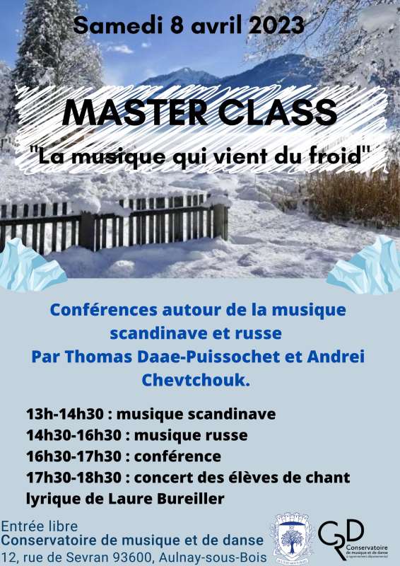 Masterclass, conference and concert at the Aulnay-sous-Bois Conservatory on April 8, 2023