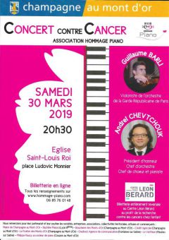 Récital piano-violon contre le cancer à Champagne au Mont d'Or le 30 mars 2019
